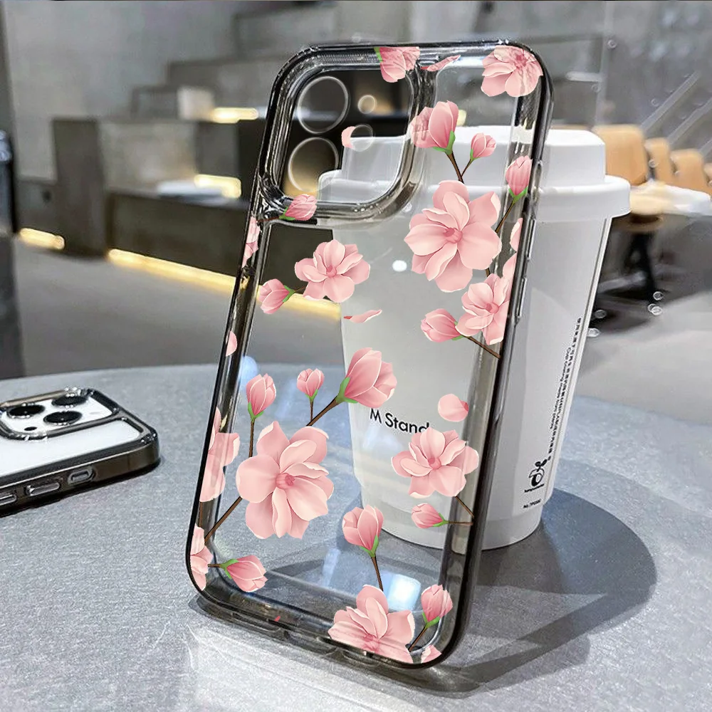 Funda de silicona con flores para iPhone, carcasa protectora de TPU suave para iPhone 15 Pro, 12, 11, 13, 14 Pro Max, XR, XS, X, 7, 8 Plus, SE 2020