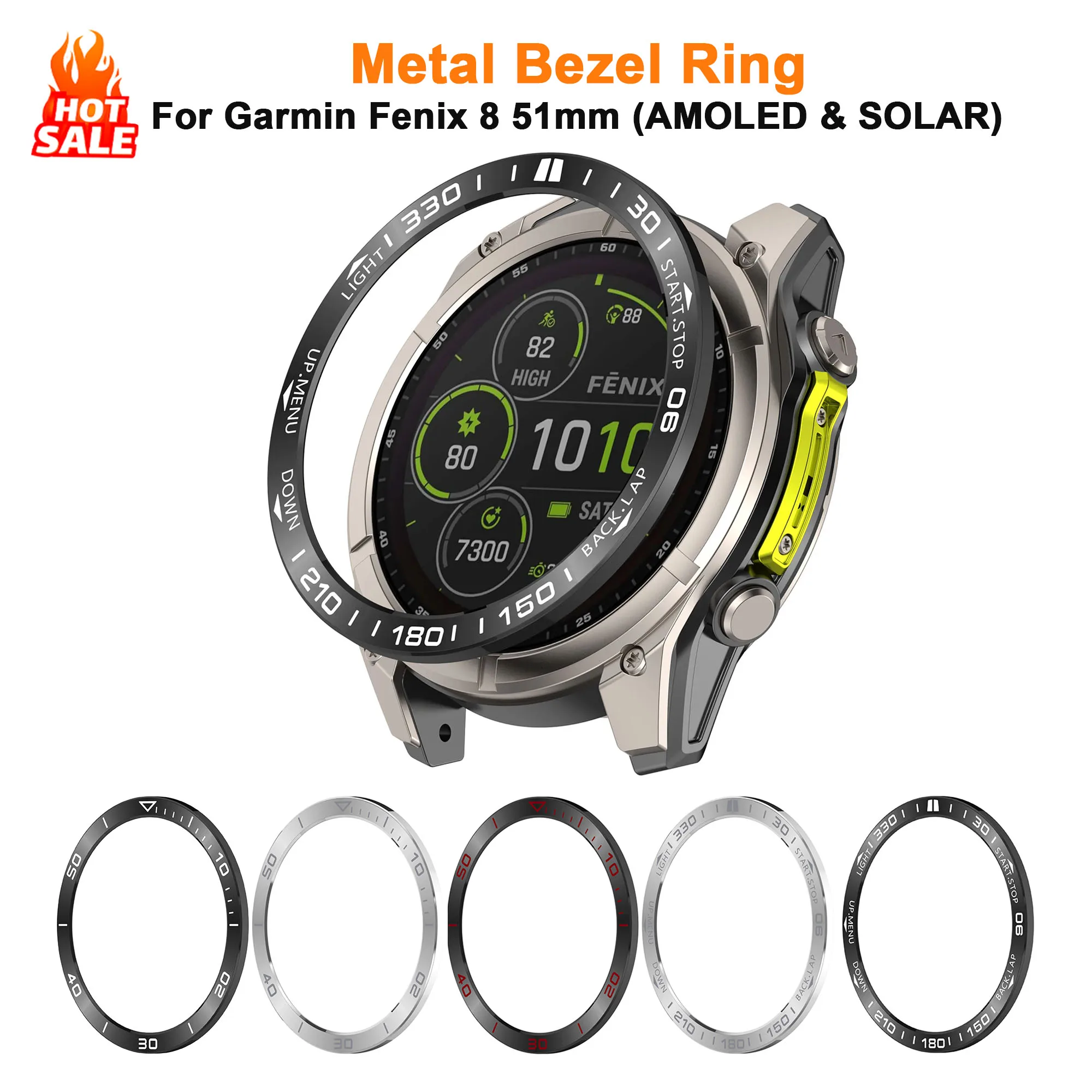 Metallring-Lünette für Garmin Fenix 8 AMOLED 47mm 51mm Smartwatch, Schutzrahmen für Fenix8 SOLAR 51mm, Schutzhülle