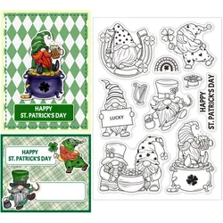 Gnome Theme Clear Stamps St Patrick's Day Stamp Silicone Clear Stamp Seals Elf Clear Stamp for Christmas DIY Scrapbooking Photo