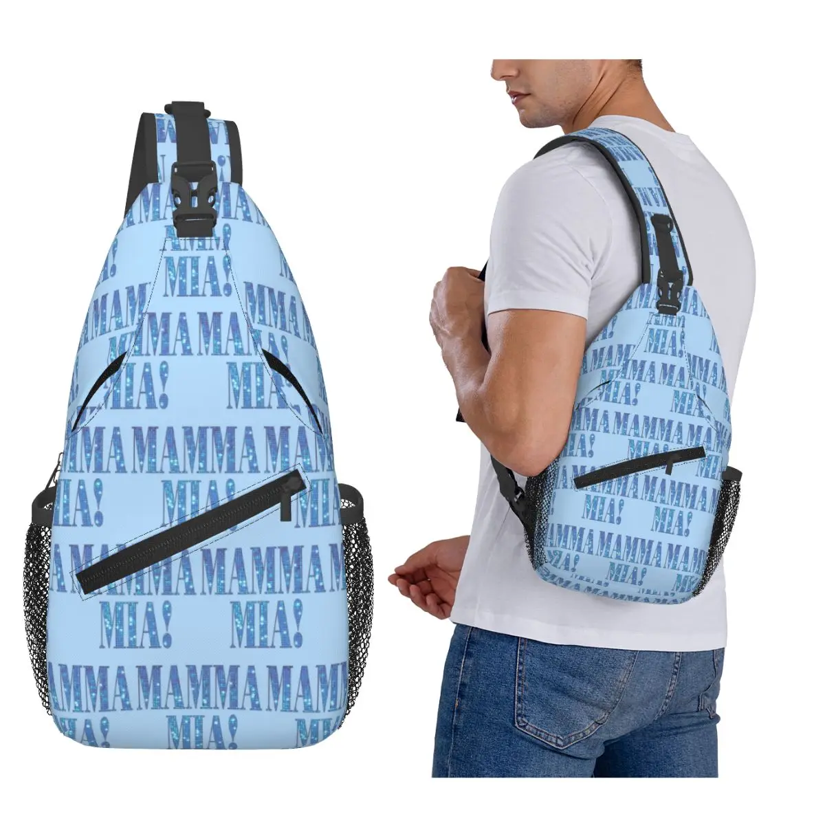 

Mamma Mia -disco Chest Bag Men Sling Crossbody Backpack Chest Bag Traveling Hiking Daypack Shoulder Bag