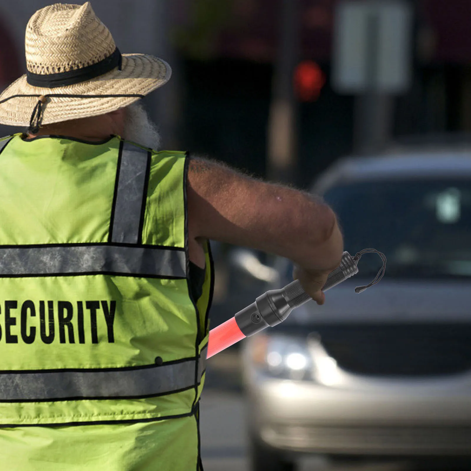 عصا توهج 5 LED قابلة لإعادة الشحن، مناسبة للتحكم في حركة المرور، عصا إشارة LED للسلامة في الطقس الضبابي #6