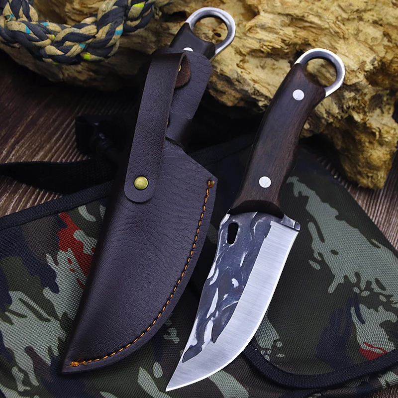 

Outdoor multifunctional ring straight knife portable field self-defense tactical knife camping barbecue hand handle knife