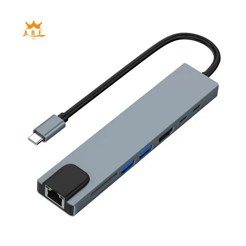 

A08E-USB C HUB 4K -Compatible 100W PD USB 3.0 Docking Station RJ45 SD/TF Card Reader For Notebook Laptop Computer
