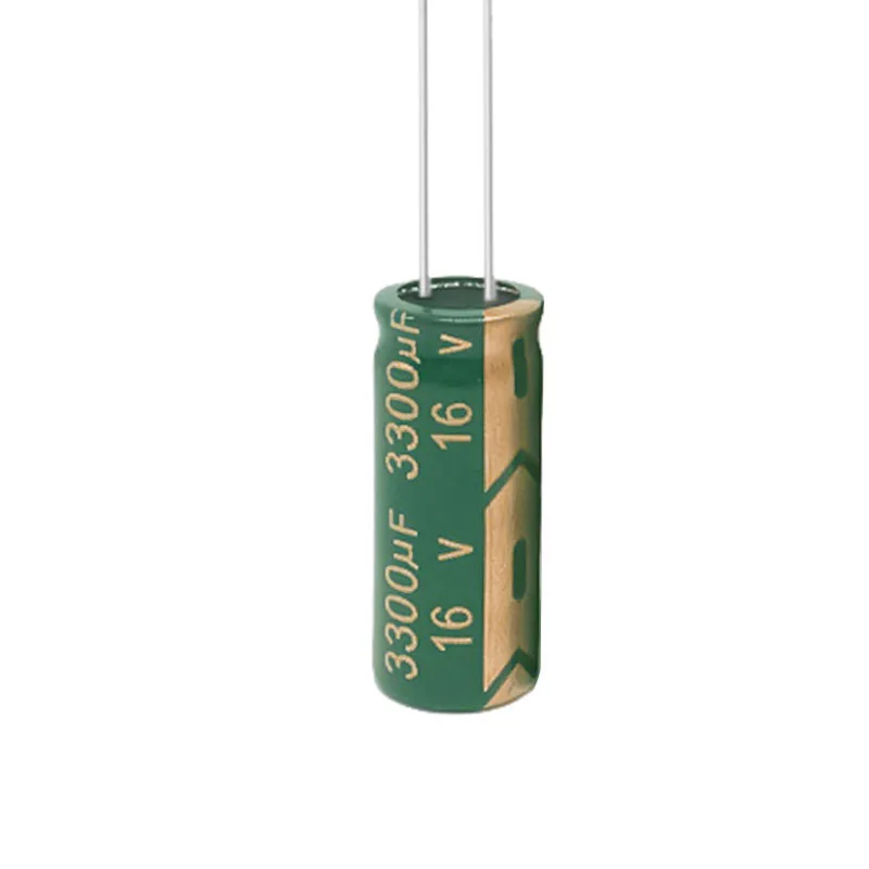 10pcs Green gold high-frequency low resistance 16V3300UF 10*25mm directly inserted aluminum electrolytic capacitor 3300UF/16V