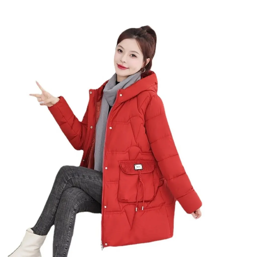 

Women's Winter Hooded Cotton-Padded Jacket Korean Style Long Thick Trendy Outerwear for Ladies