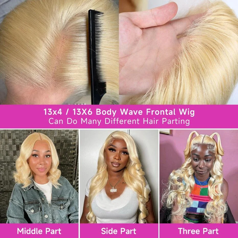Transparent Lace Front Wig 613 Blonde Body Wave13x4 13x6 360 Lace Frontal Wigs 180 200 220 Density Brazilian Human Hair Wig Pre Plucked Brazilian Remy Hair Wigs