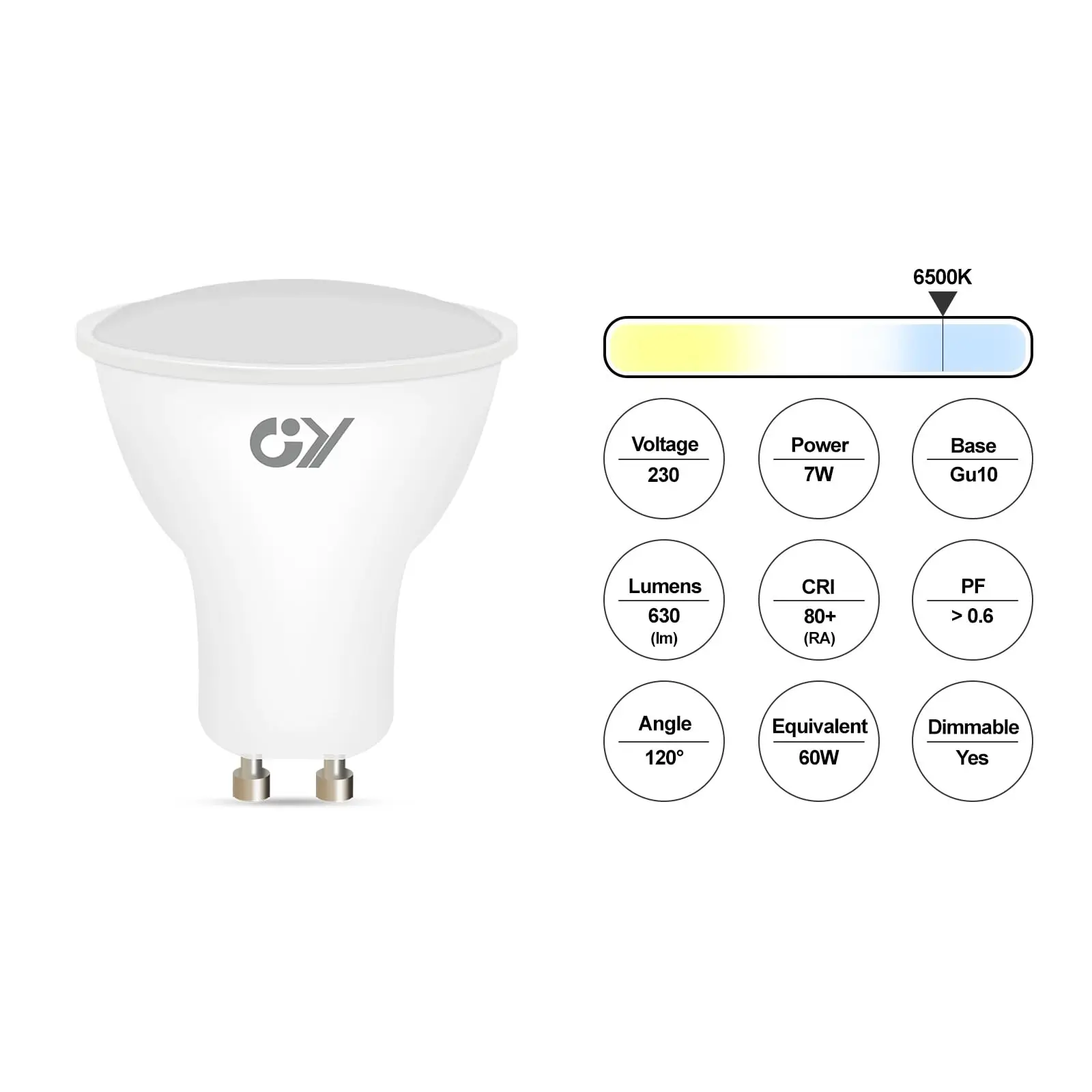 GY GU10 LED لمبة عكس الضوء 7W 600lm لاستبدال أضواء الهالوجين 70W مع 120 °   زاوية شعاع