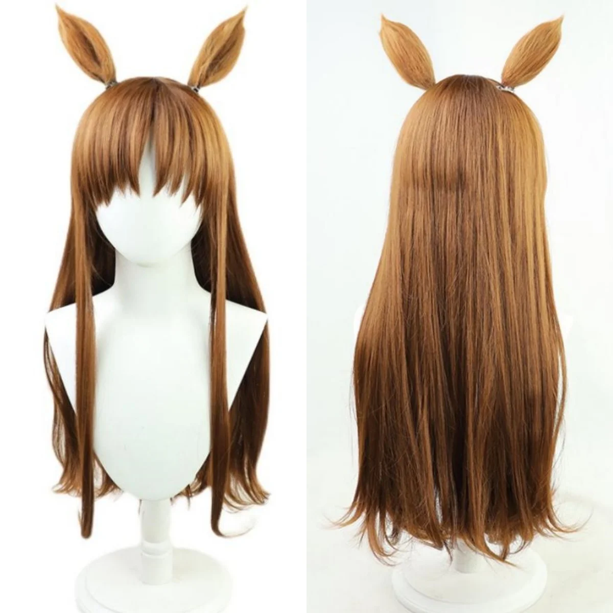 Uma Musume Pretty Derby Grass Wonder Wig Cosplay Anime Party Brown Wig Ear Tail Wig