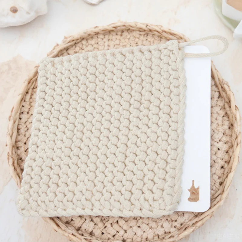 

1pc Woven Cotton Thick Square Cup Pad Table Protection Non-Slip Kitchen Decor Square Cup Mat Bowl Pot Pot Mat Holder