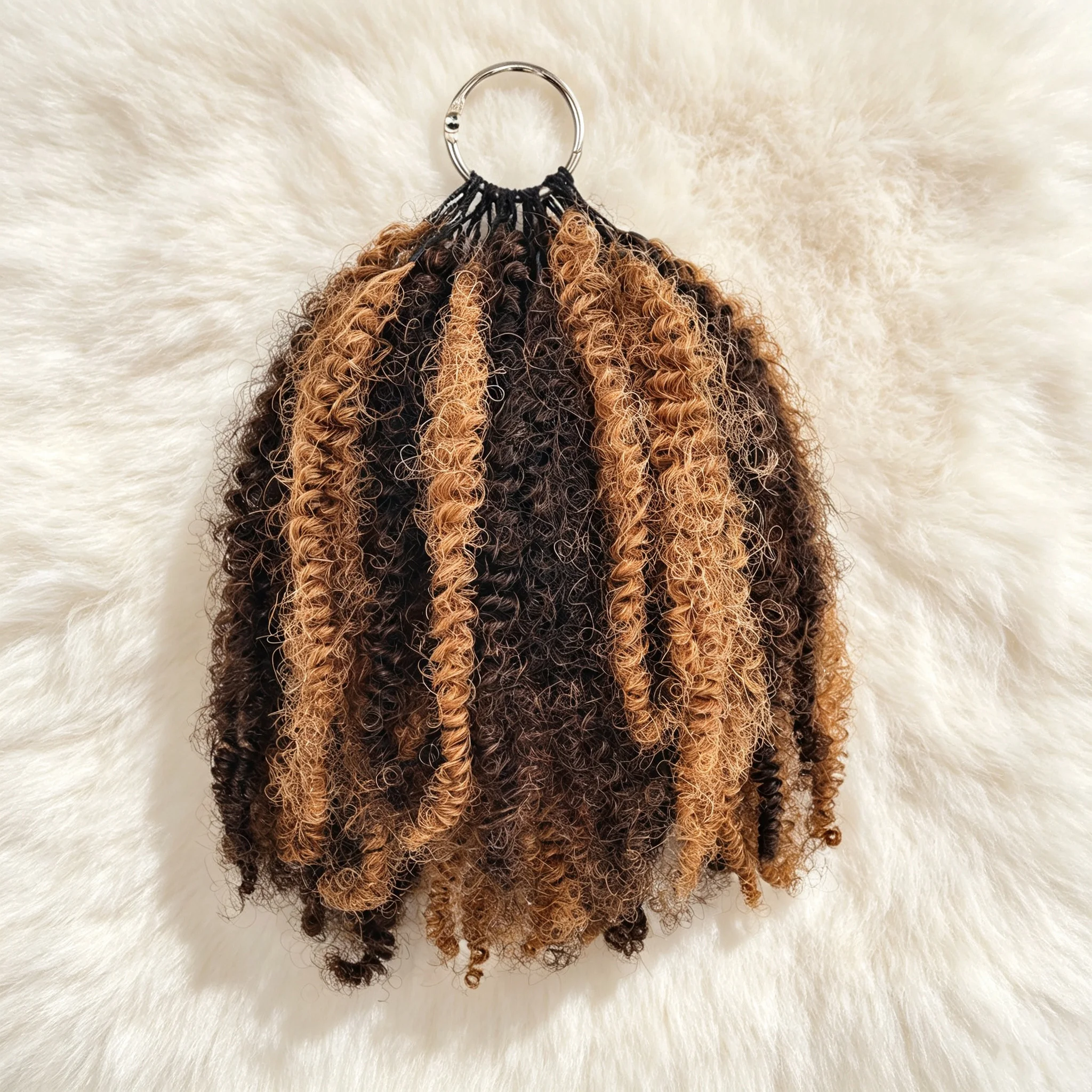 Afro Kinky Curly Highlight Ombre Feather Crochet Hair Extensions 4/30 Highlight Knotless Pre-Separated Hair Braids 40 Strands