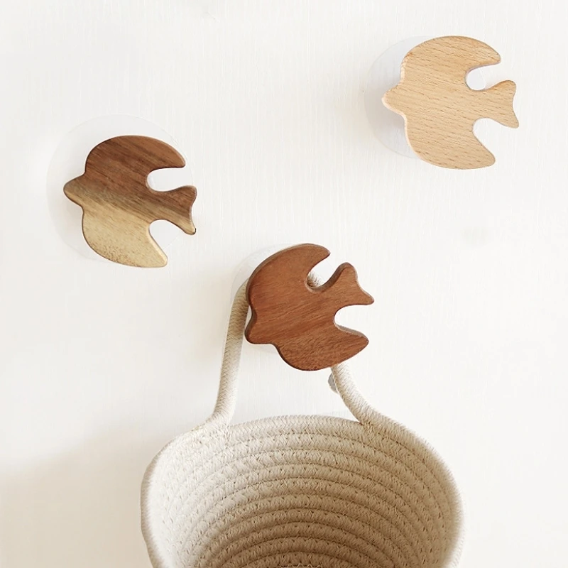 New Wood Bird Animal Hook Kitchen Key Holder Clothes Hat Solid Wood Hook Cute Room Decor Hook For Room Decoration Accessories