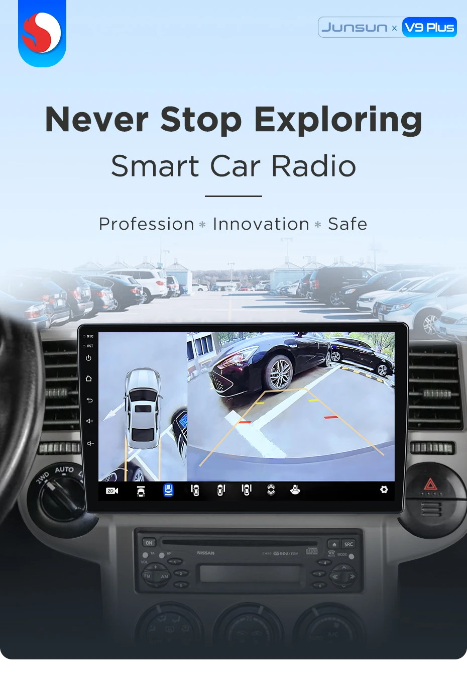 Junsun 360 ° Panoramakamera Autoradio Intelligente Systeme für Nissan X-TRAIL 2003-2007 Kabelloses CarPlay Android Auto Stereo GPS – Detail 1