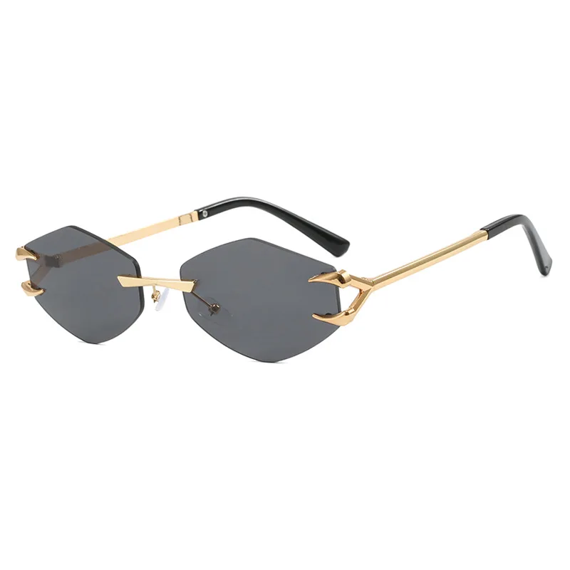 Randloze Diamanten Zonnebril Vierkant Dames Retro Zonnebril Merk Designer Brillen Uv400 Tinten Oculos Vrouwelijke Gafas