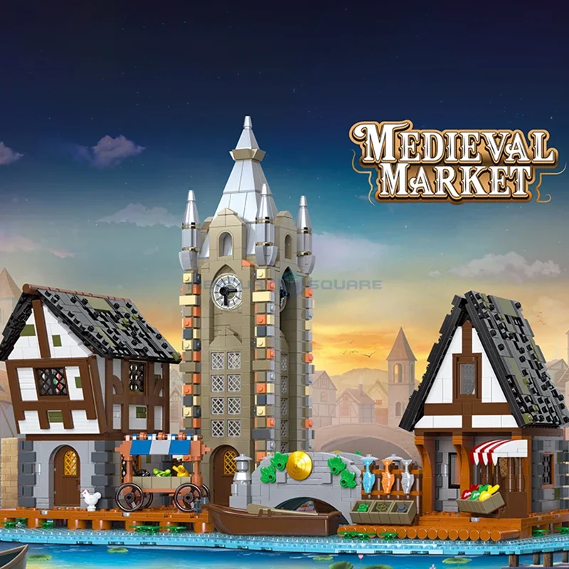 MOC-Modular Medieval Architecture Model Blocks, Paisagem da Cidade, Tijolos, Toy Gift for Children, 89150, Ideias