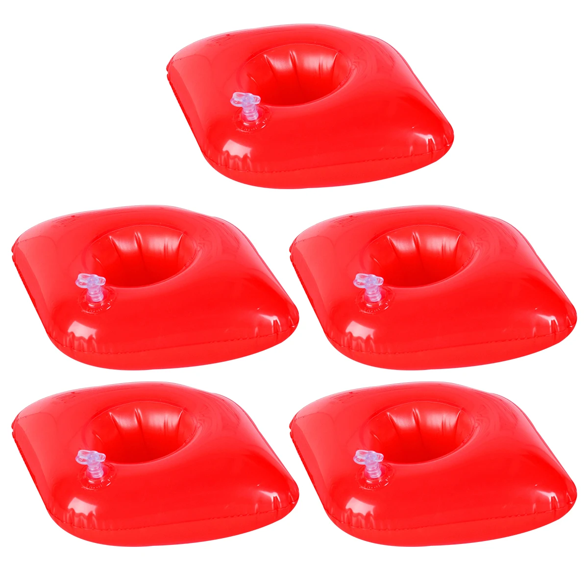 

5pcs Inflatable Cup Holder PVC Lightweight Floating Beer Water Swim Mat Rack Red