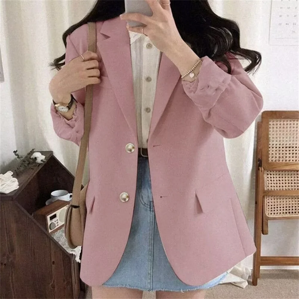 Spring Autumn New Blazers for Women Korean No Button Cropped Suits Jacket Woman Casual Long Sleeve Blazer Coat Ladies