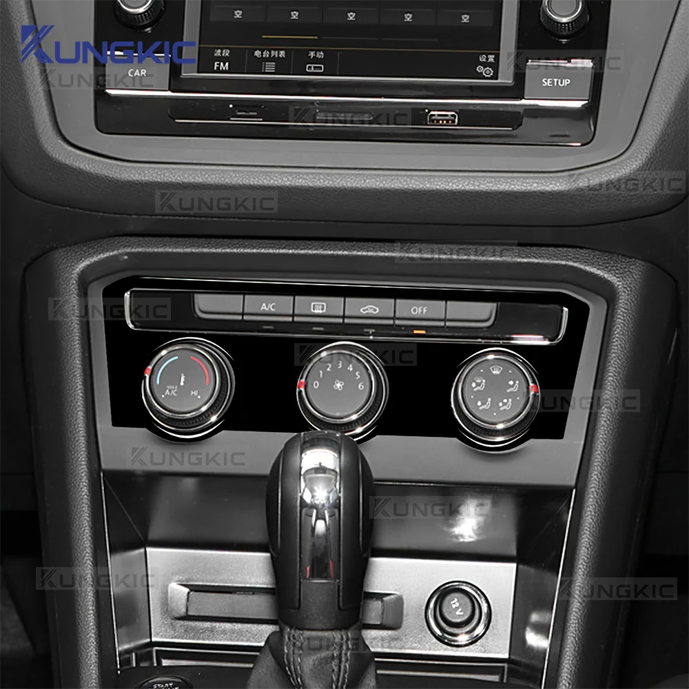 

Real Soft Carbon Fiber Glossy Black Sticker For Volkswagen VW Tiguan AD1 mk2 2018 2019 2020 2021 LHD RHD Car AC Switch Panel