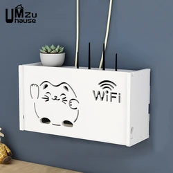 Wifi Router Storage Box Outlet Set Top Case Wall Mount Board Cover Hide Cable Switch Shelf Home Office Holder Hanging Organizers