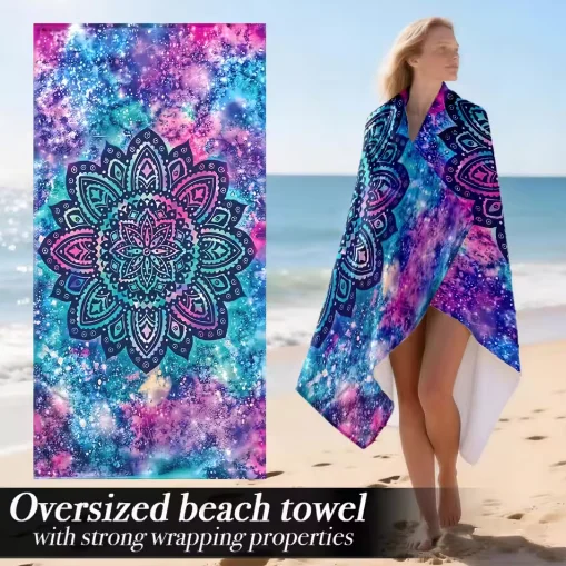 Turtle Pattern Beach Towel Soft Microfiber Bath Towel Suitable for Outdoor Travel Camping Beach Vacation view 3