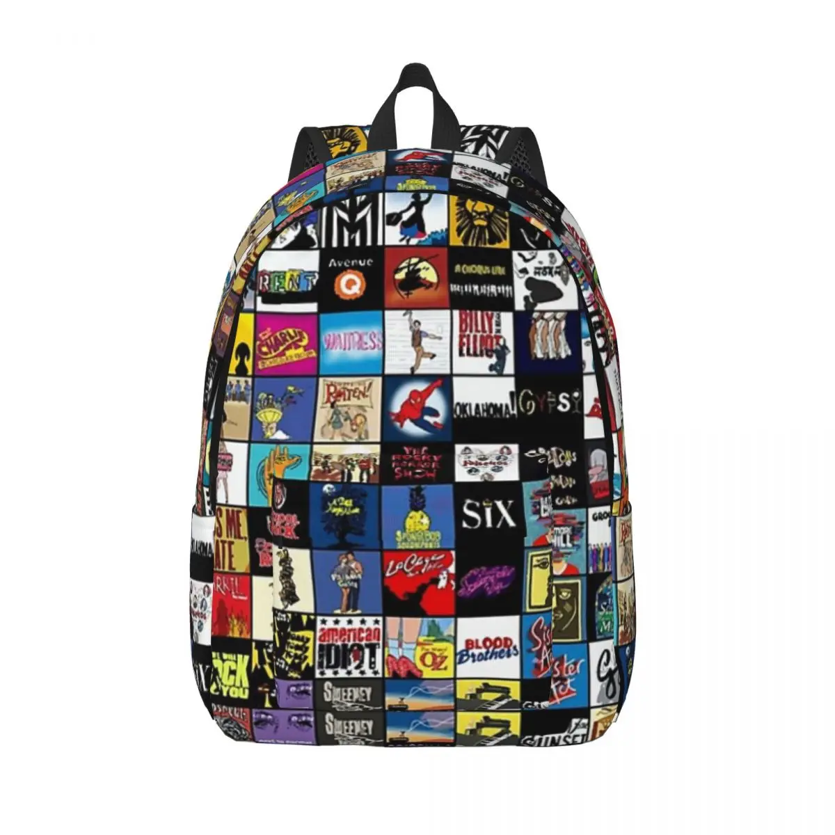 Broadway Musical Theatre Logos Hand Drawn Student Backpack School Bag Hiking Travel Daypack for Boys Girls Bookbag Shoulder Bags