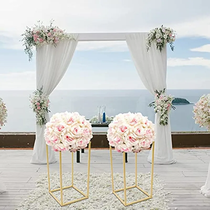 2Pcs Metal Flower Wedding Gatherings Party DLY Decor Frame Column Display Stand Floor Racks