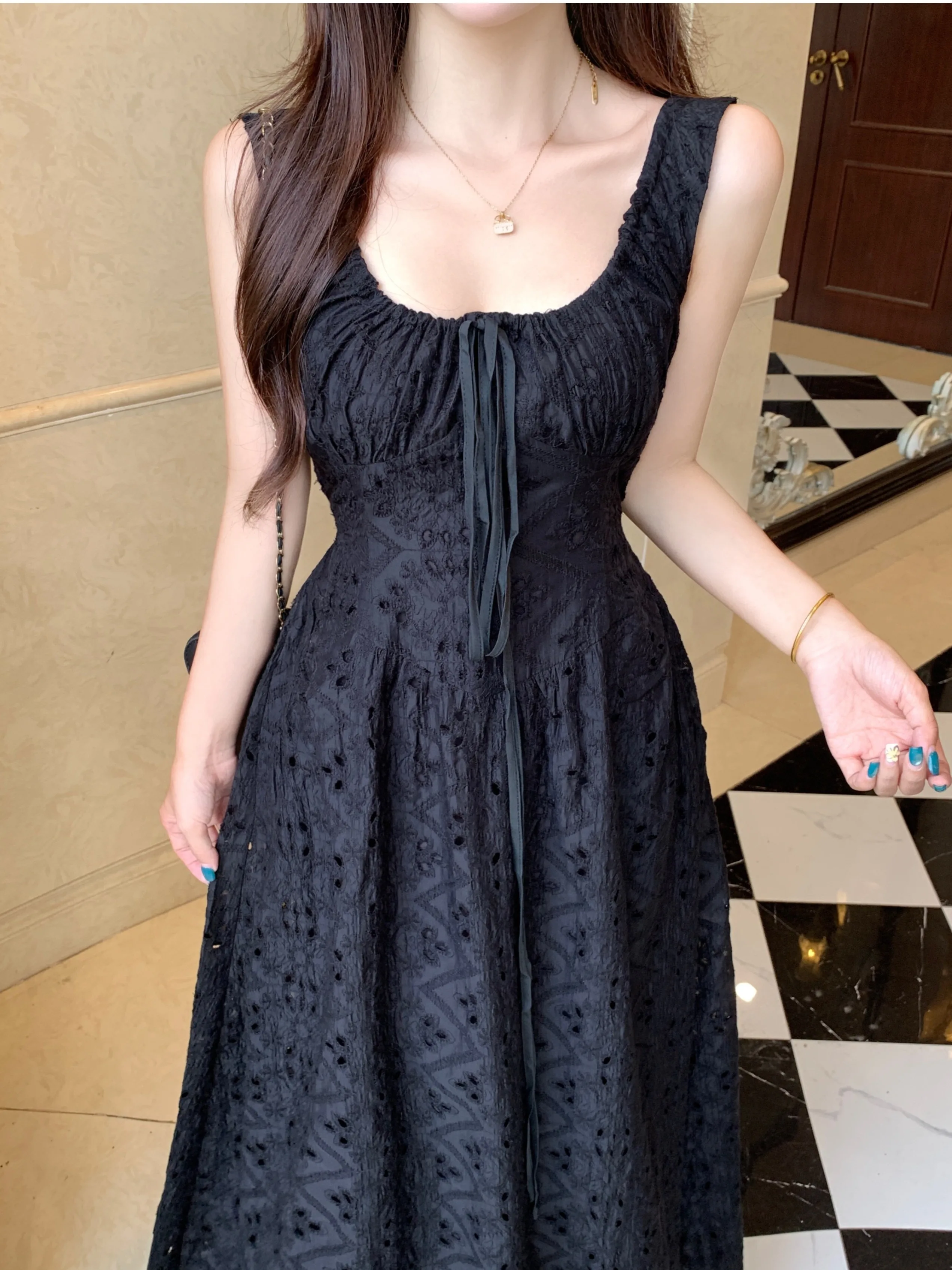 plus Size Floral Print Halter Dress Women's Summer New Style A-Line Skirt Waist-Cinching Korean Style Commute Wind Dress