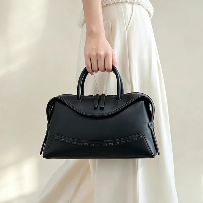 Retro Contrast Color Women Handbag PU Leather Large Capacity Top Handle Shoulder Crossbody Bag Office Daily Travel Satchel Purse