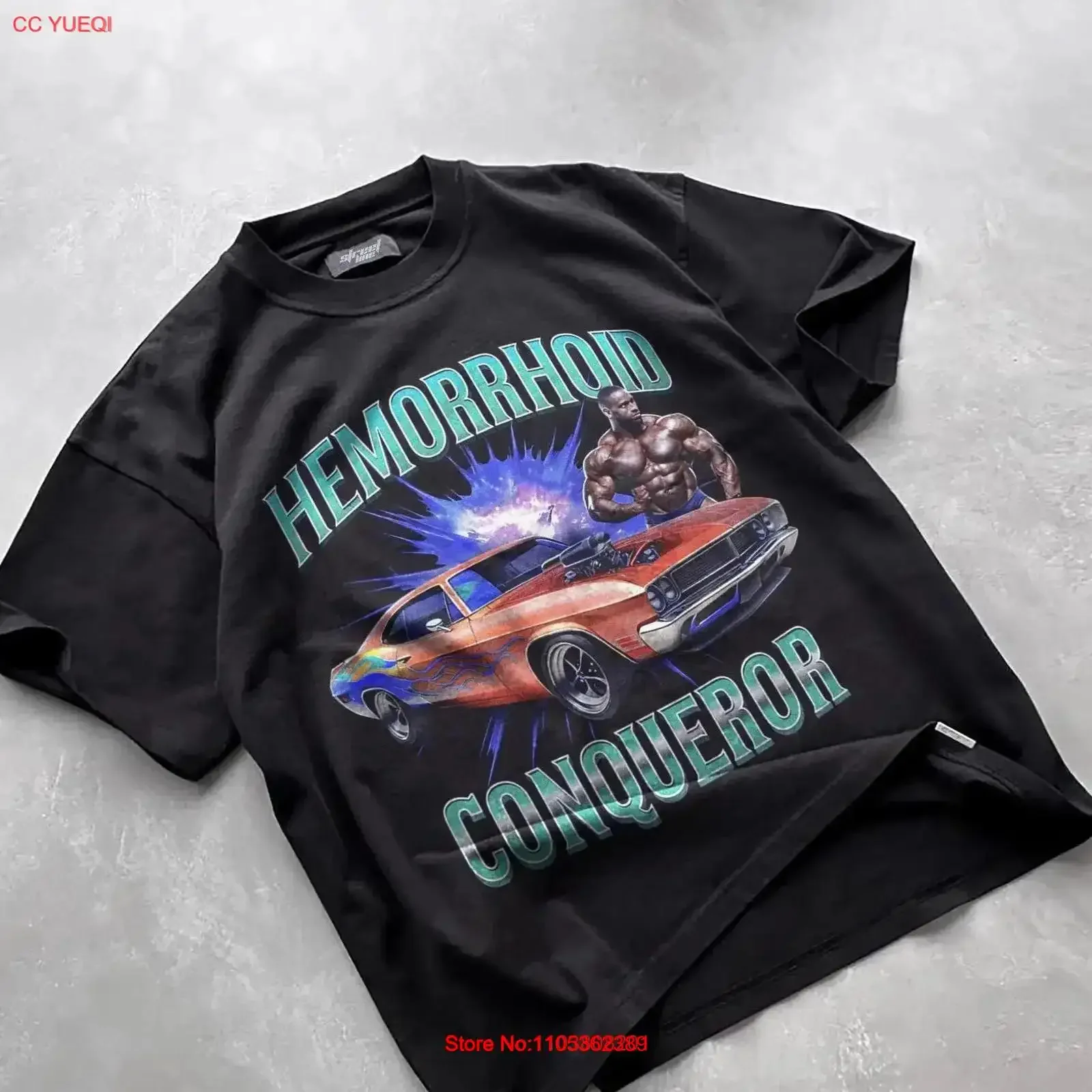 T-shirt décalqué et original « Conquéreur d'hémorroïdes » – Meme drôle, offensant, sarcastique, ironique, vintage, délavé, décontracté, doux