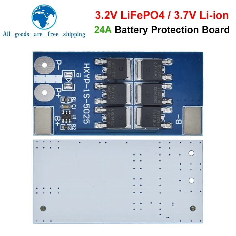 TZT 1S 3.2V 3.7V 24A LiFePO4 Li-ion Lithium Battery  Protection Board BMS PCB PCM Cell Pack Overcharge Over-discharge Protect