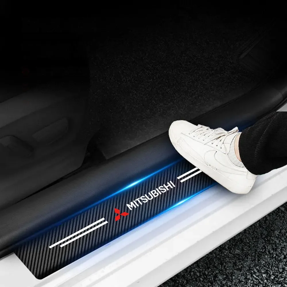 

Carbon Fiber PU Leather Car Door Threshold Protector Anti-Scratch Sill Sticker for Mitsubishi Lancer Outlander Sport Triton