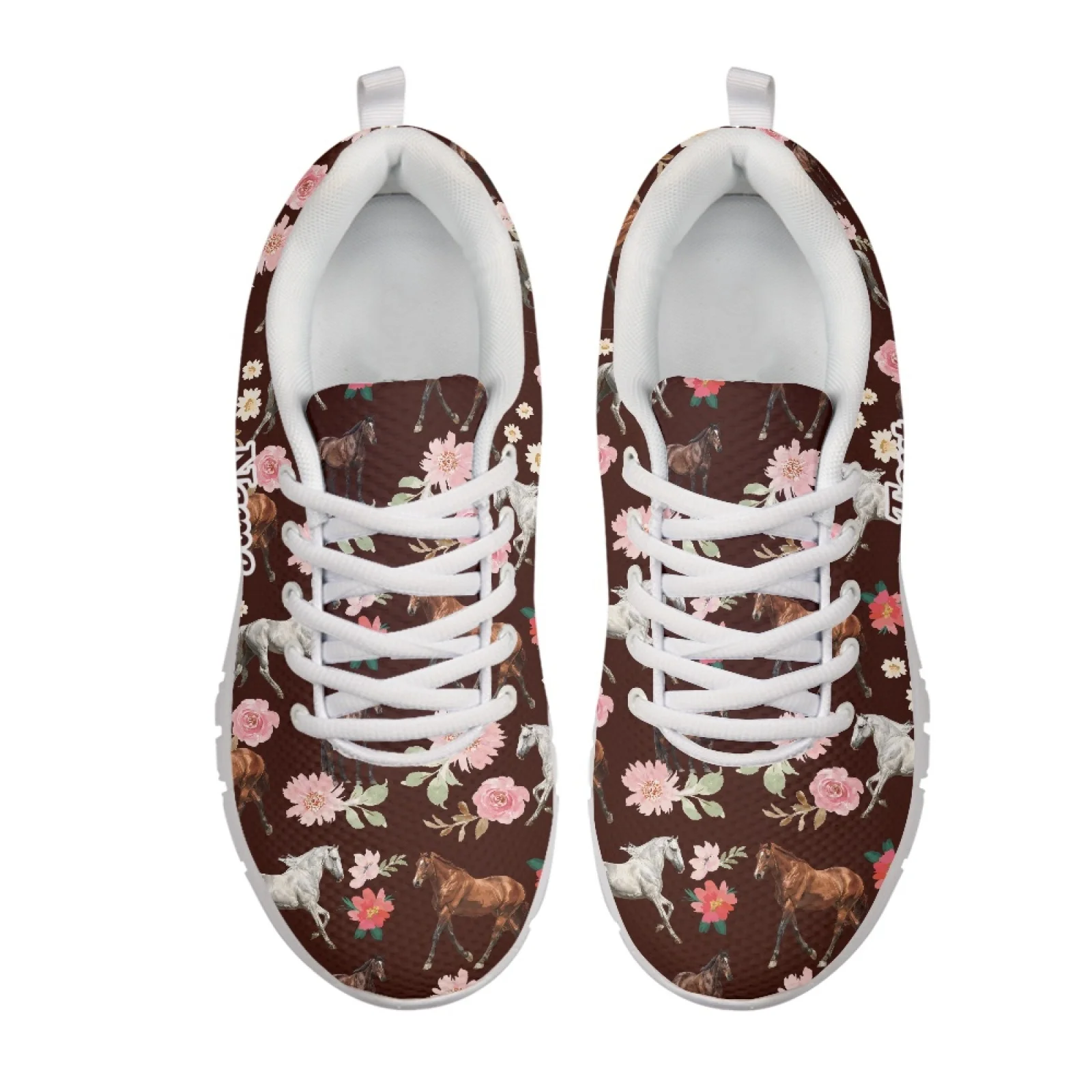 Coloranimal Horse Floral Purple Pattern Sports Tennis Shoes Women Running Walking Shoes Athletic Sport Shoes for Mens Womens