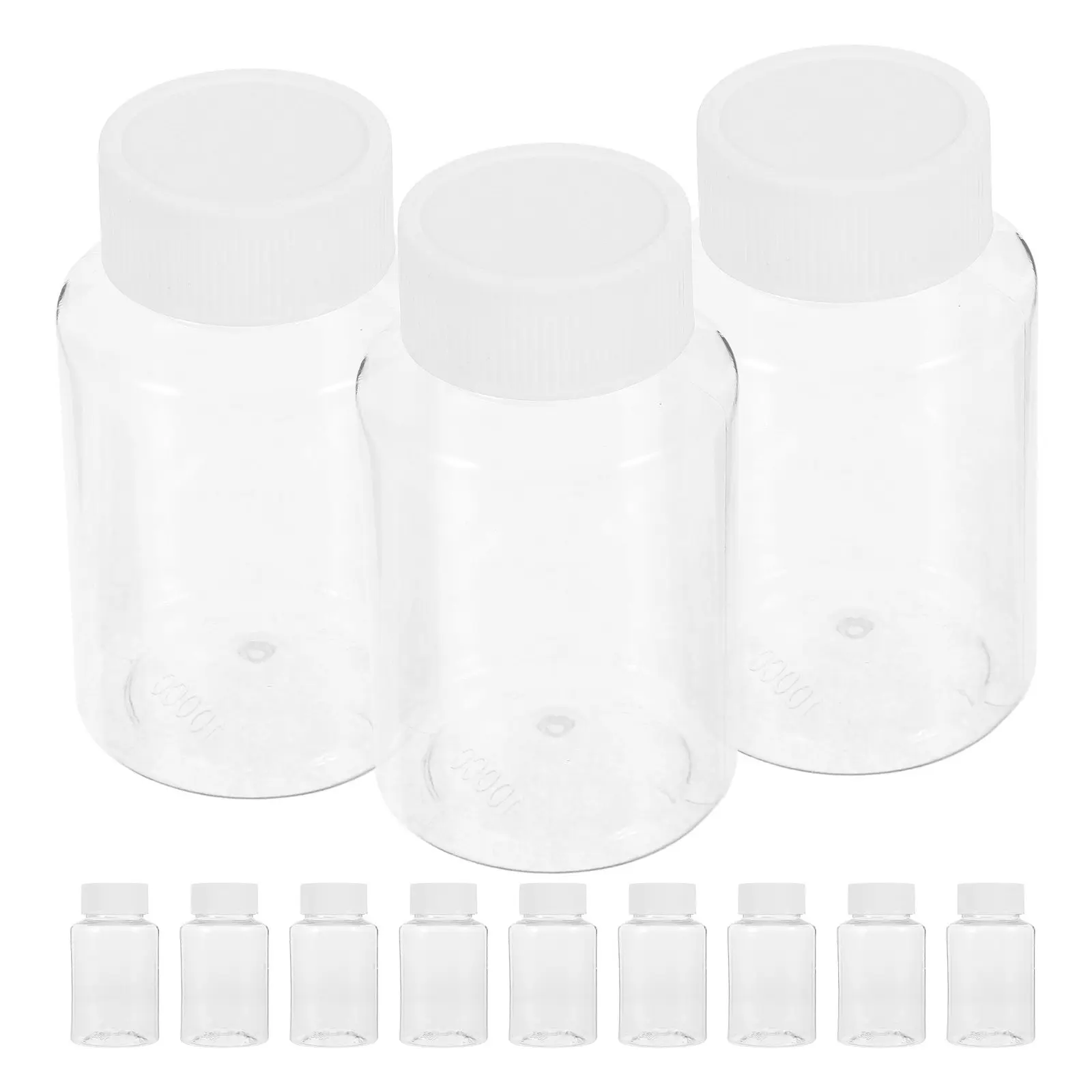 12Pcs Clear Plastic Medicine Bottle with Cap Food Grade Sealing Container for Capsules Pills Travel Medicine Organizer 100Ml