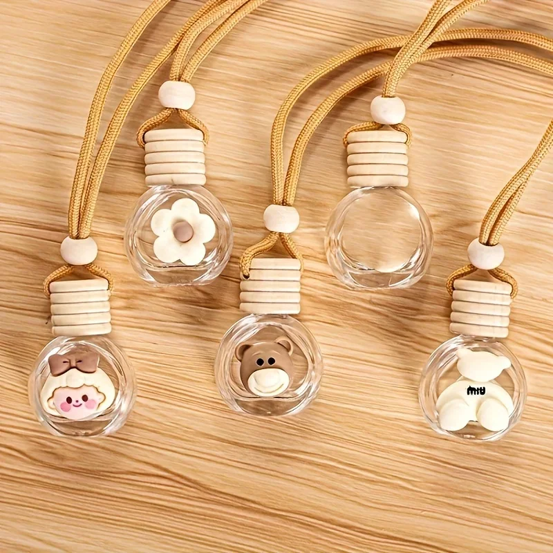 3PCS 10ml Cartoon Leuke Auto Aromatherapie Fles Hanger Lege Clear Essentiële Olie Diffuser Hervulbare Lucht Frisser Ornament flesjes