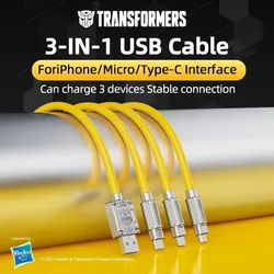 Transformers 3IN1 Fast Charging Cable For iPhone 16 15 14 13 Xiaomi Samsung Mrico USB Type C Wire USB-C Data Cord For honor 300