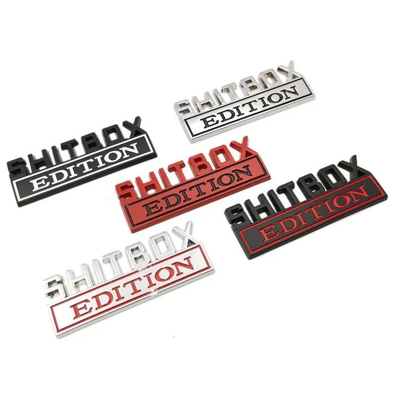 3D Chrome Metal Emblem SHITBOX EDITION Badge Car Tail Side Sticker Auto Accessories for Jeep Dodge Chrysler Seat Honda