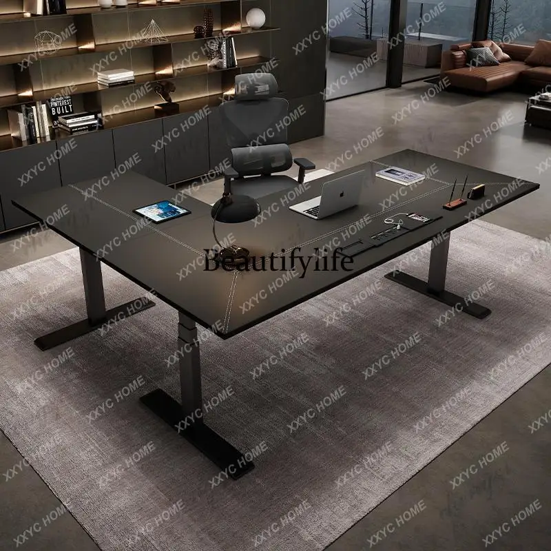 Minimalist Electric Lift Desk Modern Designer Solid Wood Executive Computer Desks Work Gaming Office Furniture