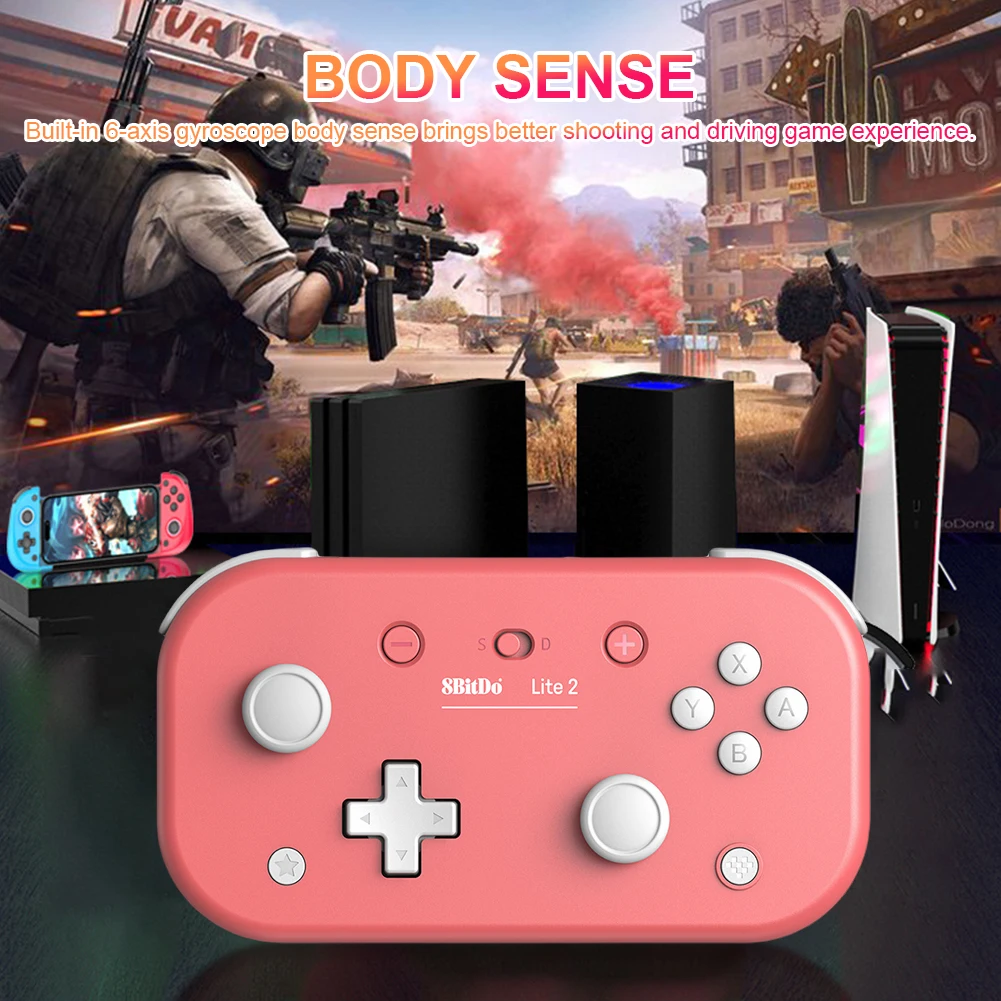 8BitDo Lite 2 BT Gamepad مع أجهزة التحكم في الحركة المحركات الخطية الاهتزاز وحدة تحكم لاسلكية وحدة تحكم الألعاب اللاسلكية للتبديل
