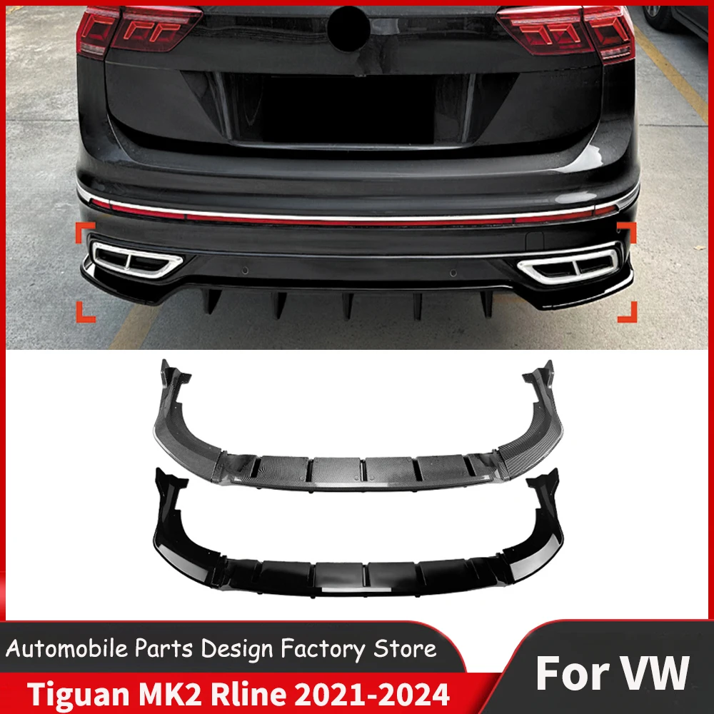 For VW Tiguan MK2 Rline 2021-2024 Rear Bumper Lip Diffuser Lip Splitters Spoiler By High Quality ABS Body Kit Accessories Tuning