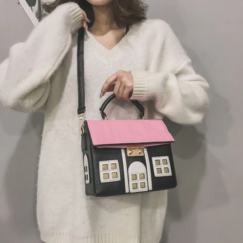 Fashion Punk Style 3D House Sweet Shoulder Bags for Women Edgy Creative Side Purse Hot Pop Street Crossbody Bag for Festival
