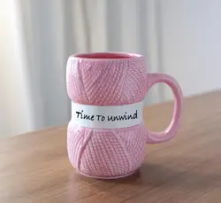 Novelty Knitted Gift Yarn Cup Mug, Colorful Wool Ball Design, Christmas Birthday or Mother's Day Gift