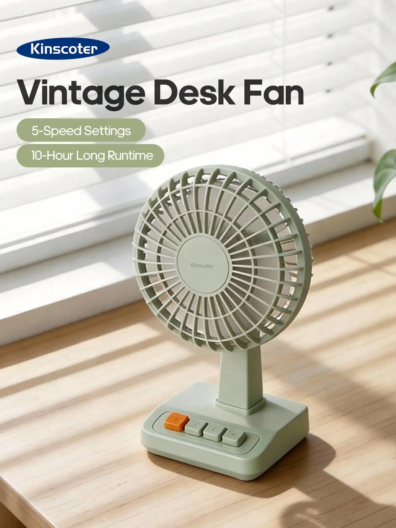 1pc 2000mAh Rechargeable Mini Retro Desktop Electric Fan, Air Conditioner Cooling Ventilator, Suitable For Office, Bedroom, Hotel
