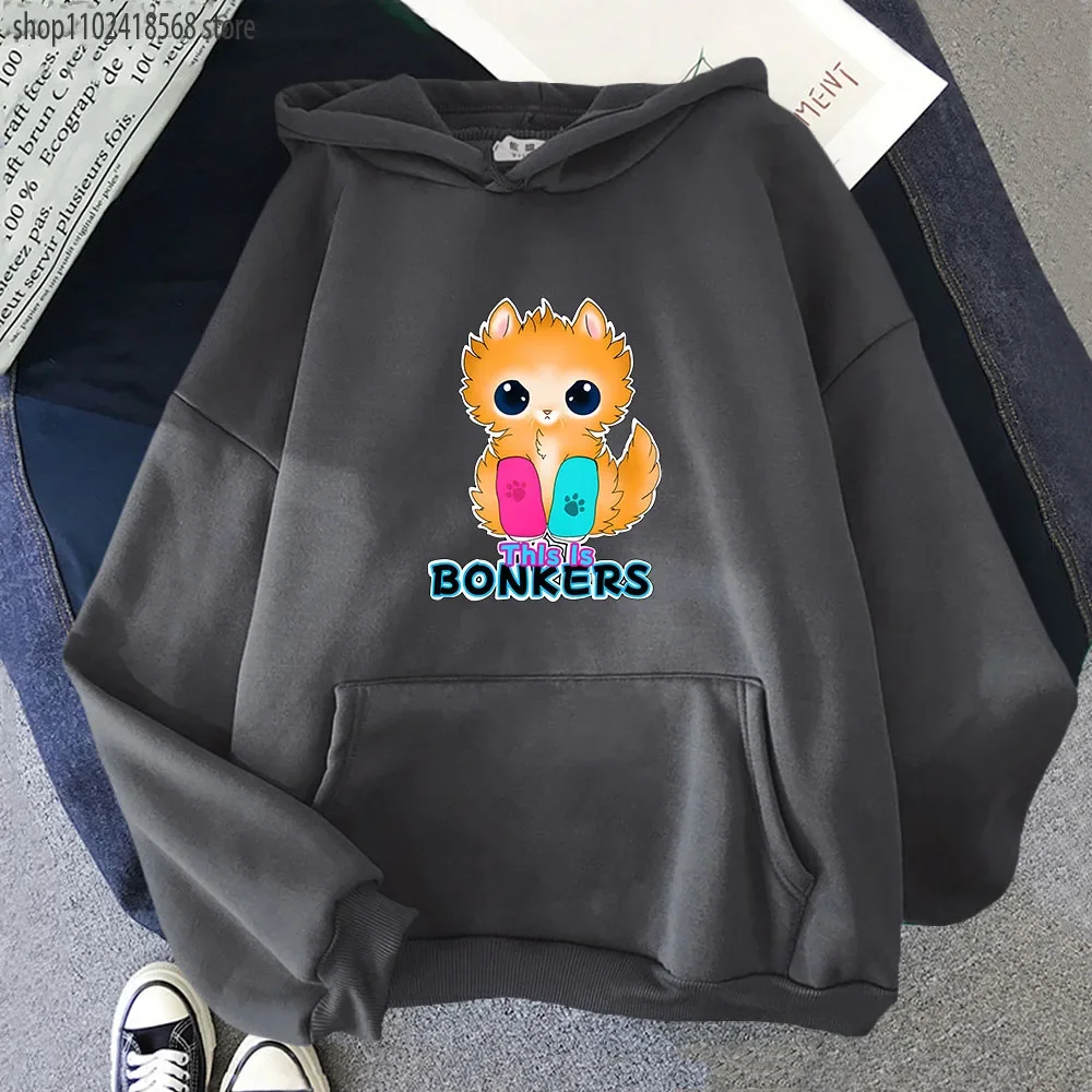 Tater Tot Hoodies for Women/Men This Is Bonkers Sweatshirt Kawaii Cat Print Clothes Autumn Winter Pullover Unisex Streetwear Y2k