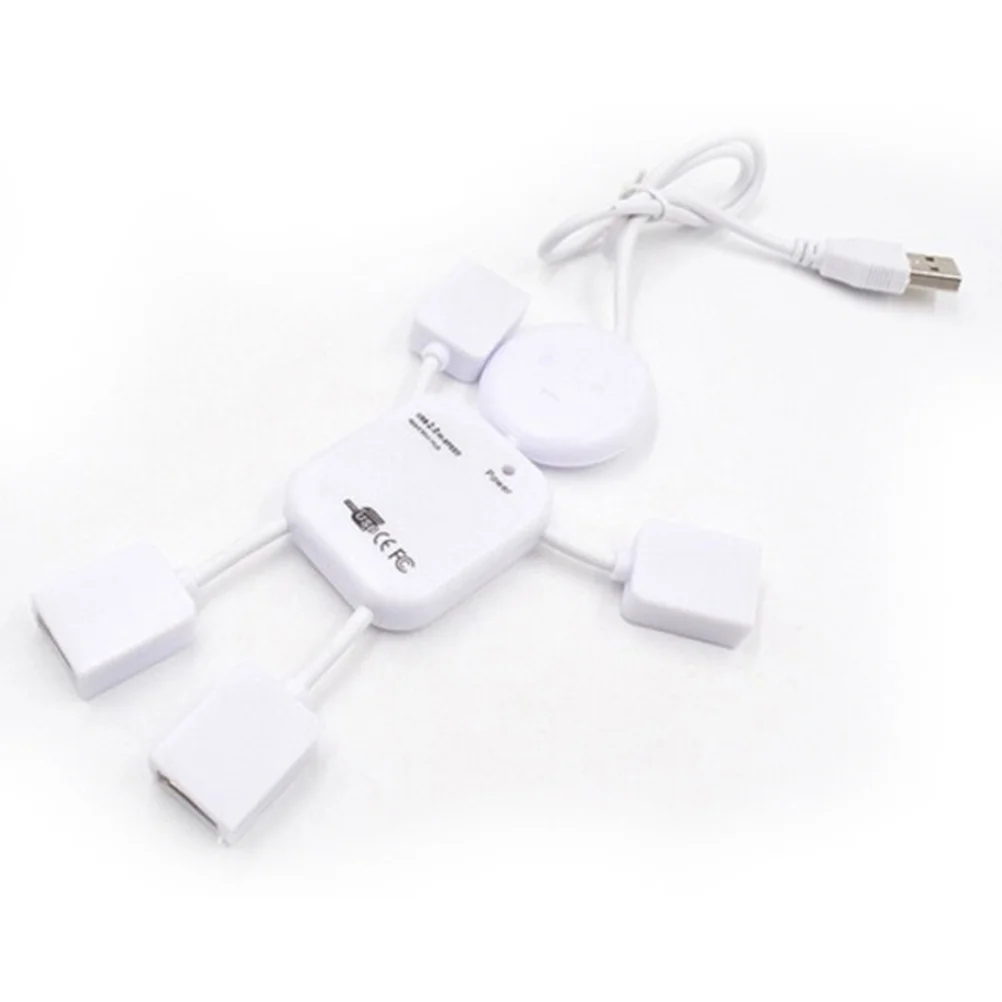 

4 Ports Usb 2.0 Hub People Shape Compact Data Splitter For Laptop Desktop Tablet Pc White Computer Peripheral