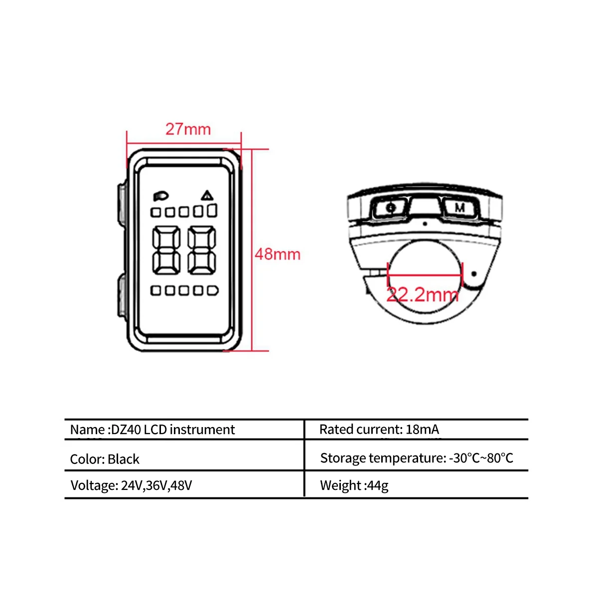 E-Bike Display DZ40 Screen Display Screen for Bafang Mid Motor BBS01 02 HD Electric Bicycle Parts