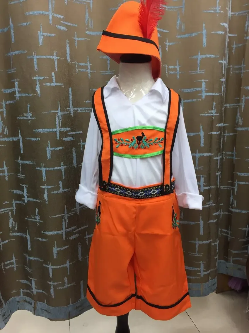 Pantalones cortos de cuero para niños, disfraz de Oktoberfest, uniformes de actuación en escenario, vestido de mucama de camarero de cerveza