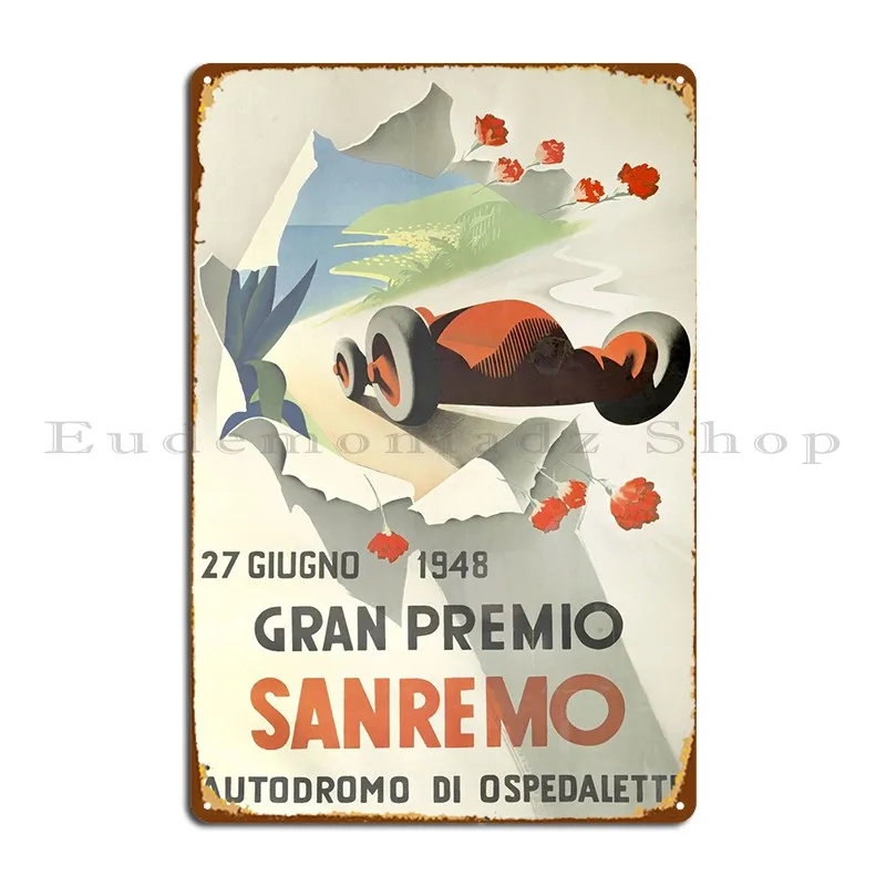 San Remo Grand Prix Metal Sign Wall Decor Cinema Printed Club Garage Tin Sign Poster