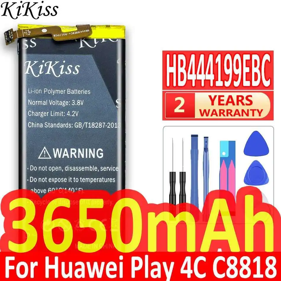 

Безопасный аккумулятор для мобильного телефона 3650 мАч HB444199EBC + для Huawei Play 4C C8818 Chm-CL00 Chm-TL00H Chm-UL00 G Mini
