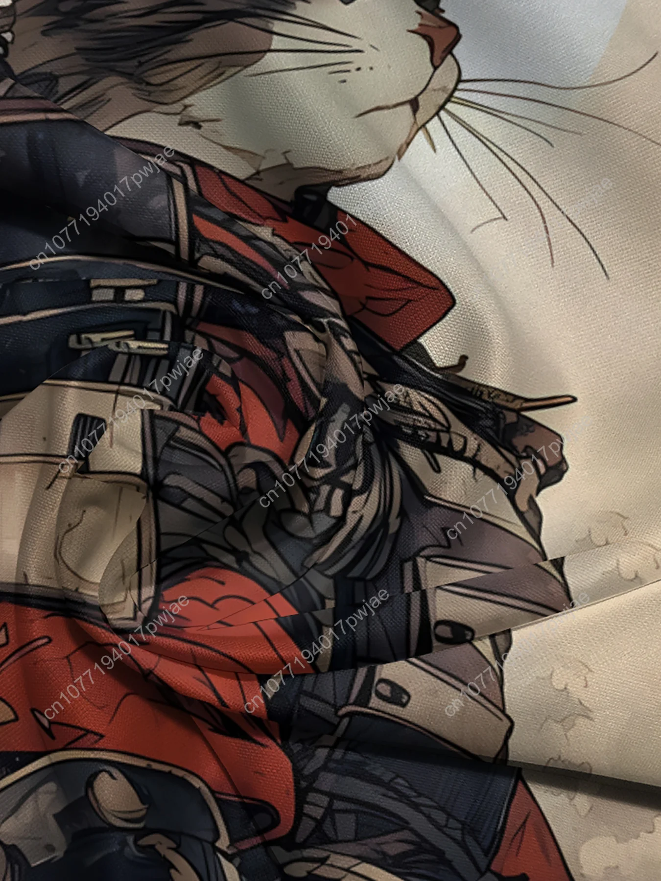 Sweat à capuche imprimé chat samouraï 3D pour hommes, 1 pièce, avec poche kangourou, sweat-shirt décontracté à manches longues en Polyester avec cordon de serrage, toutes saisons