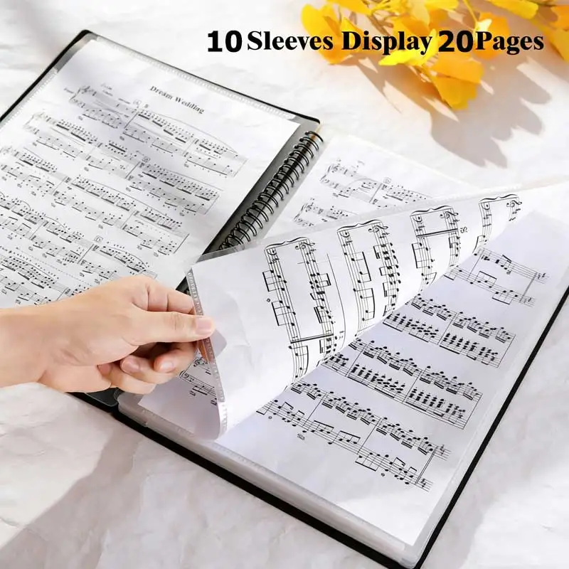 A4 Sheet Music Binder 20 Pages ...Sheet Music Binder Letter Size A4 Music Storage Folder PP Perforated Binder School Home Office