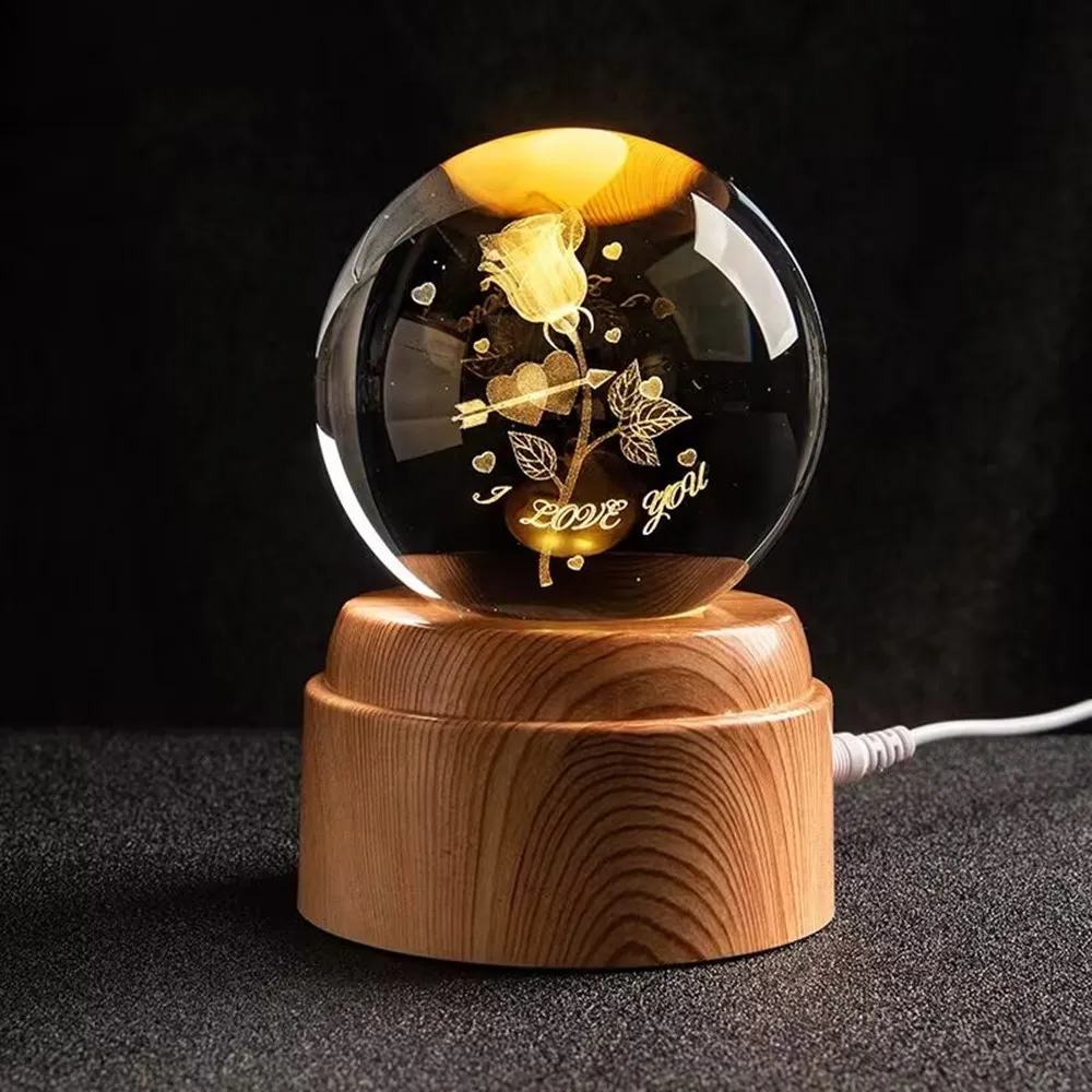 

Rotating Crystal Ball Night Light LED, Galaxy Children's Bedroom Atmosphere Light, Creative Gift Night Light USB LED Light
